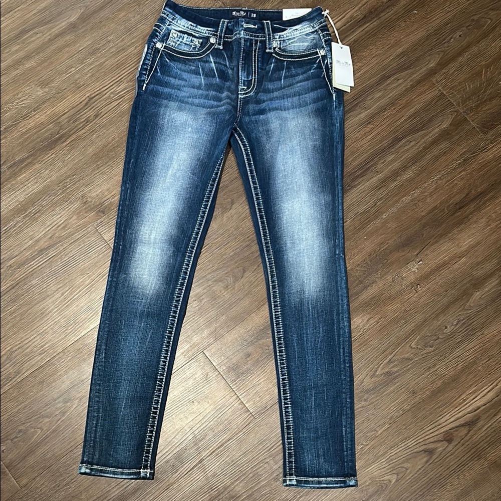 Miss Me Blue Skinny Jeans with Faded Wash
